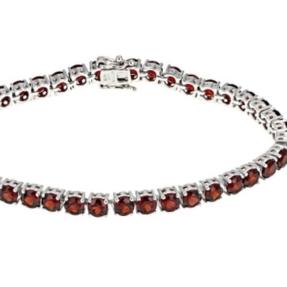 12CTS MOZAMBIQUE GARNET TENNIS BRACELET RHODIUM STERLING SILVER - Picture 2 of 6
